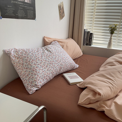 ins bed sheet four-piece set skin-friendly quilt cover quilt sheet bed sheet dormitory washed cotton bedding three 4