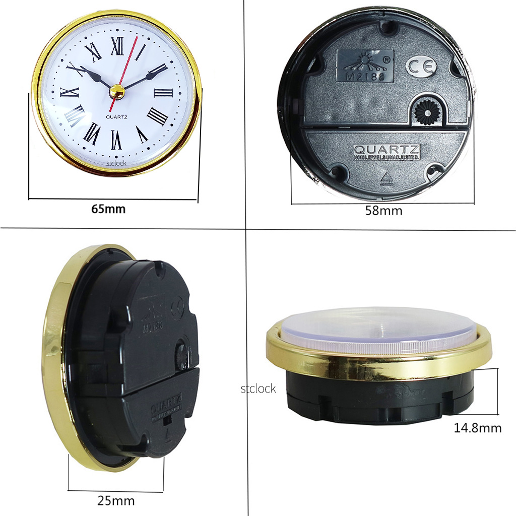 Silent Quartz Clock Insert With Roman And Arabic Numerals Gold Silver_voghion.com