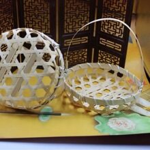 节日装饰手工DIY竹篮网红小吃摆摊神器手提竹编篮子薯条炸物托盘