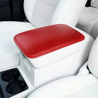 Nappa Leather Car Accessories — Armrest box pad - burgundy-flat-style