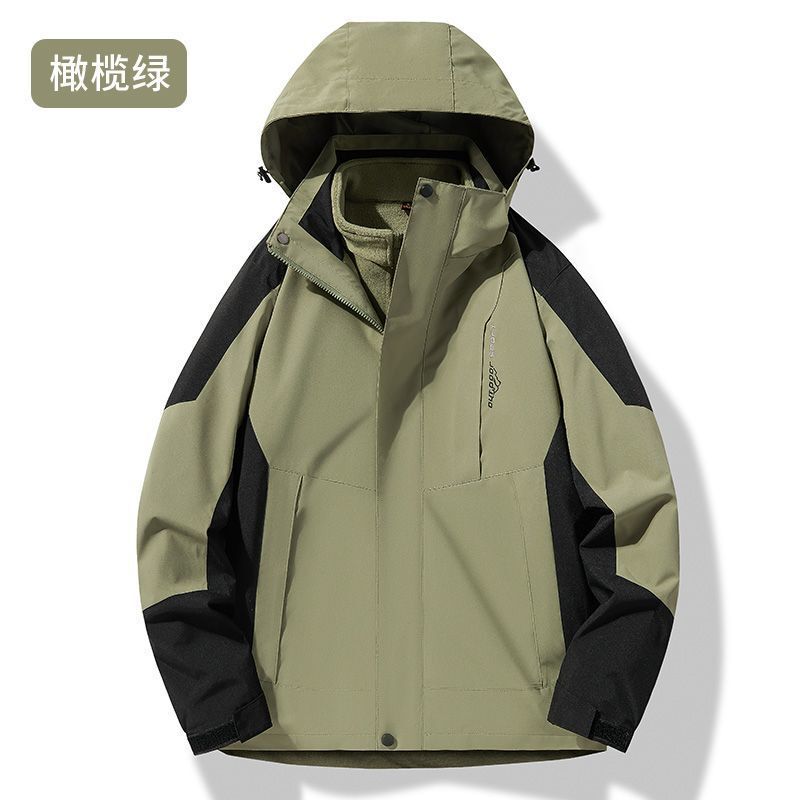 男性用屋外スリーインワン取り外し可能なジャケット、防風性と防水性、釣り用の暖かい春と秋の薄いジャケット、女性用の登山ジャケット|undefined