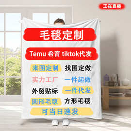 跨境法兰绒毛毯定制尺寸a类数码印花加厚沙发空调盖毯外贸午睡毯
