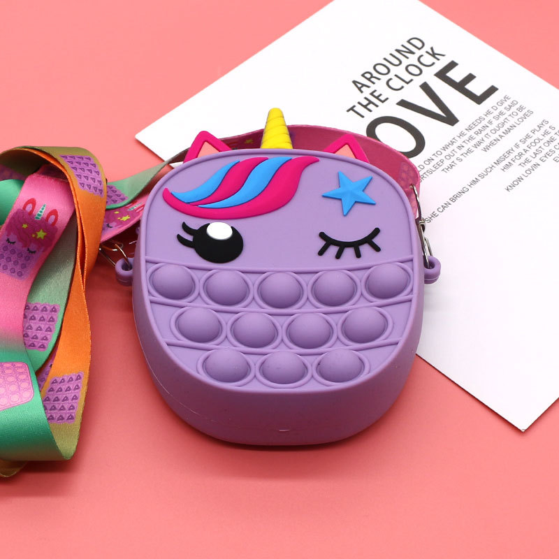 Ratón asesino pionero moneda monedero bolso de los niños de dibujos animados lindo presionando bolsa de silicona unicornio hombro crossbody gato bolsa