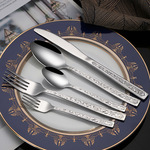 不锈钢刀叉勺甜品勺餐具高档石纹牛排刀叉吃饭勺西餐餐具家用套装