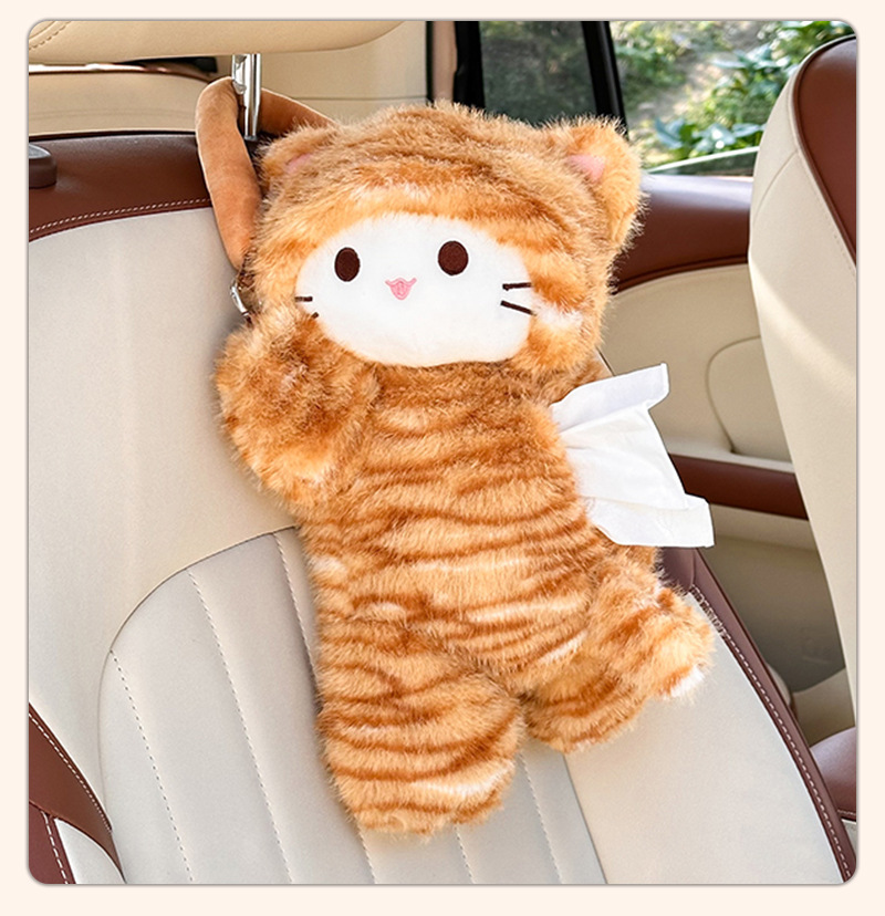 Car Tissue Box Hanging Type Cute Car Seat Back Tissue Bag Plush Toy Car Tissue Hanging Bag
