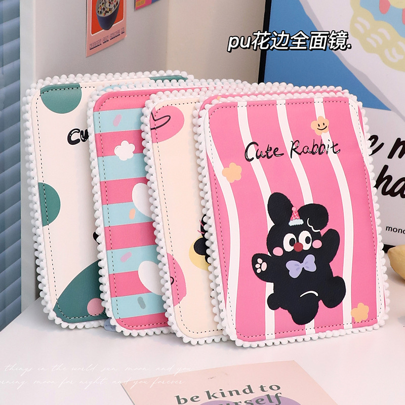 Espejo de maquillaje plegable de escritorio, dormitorio de escritorio, mesa de maquillaje de dormitorio, camarera, pequeño espejo encantador con usted