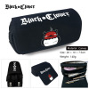 Black pencil case for elementary school students, organizer bag, wallet