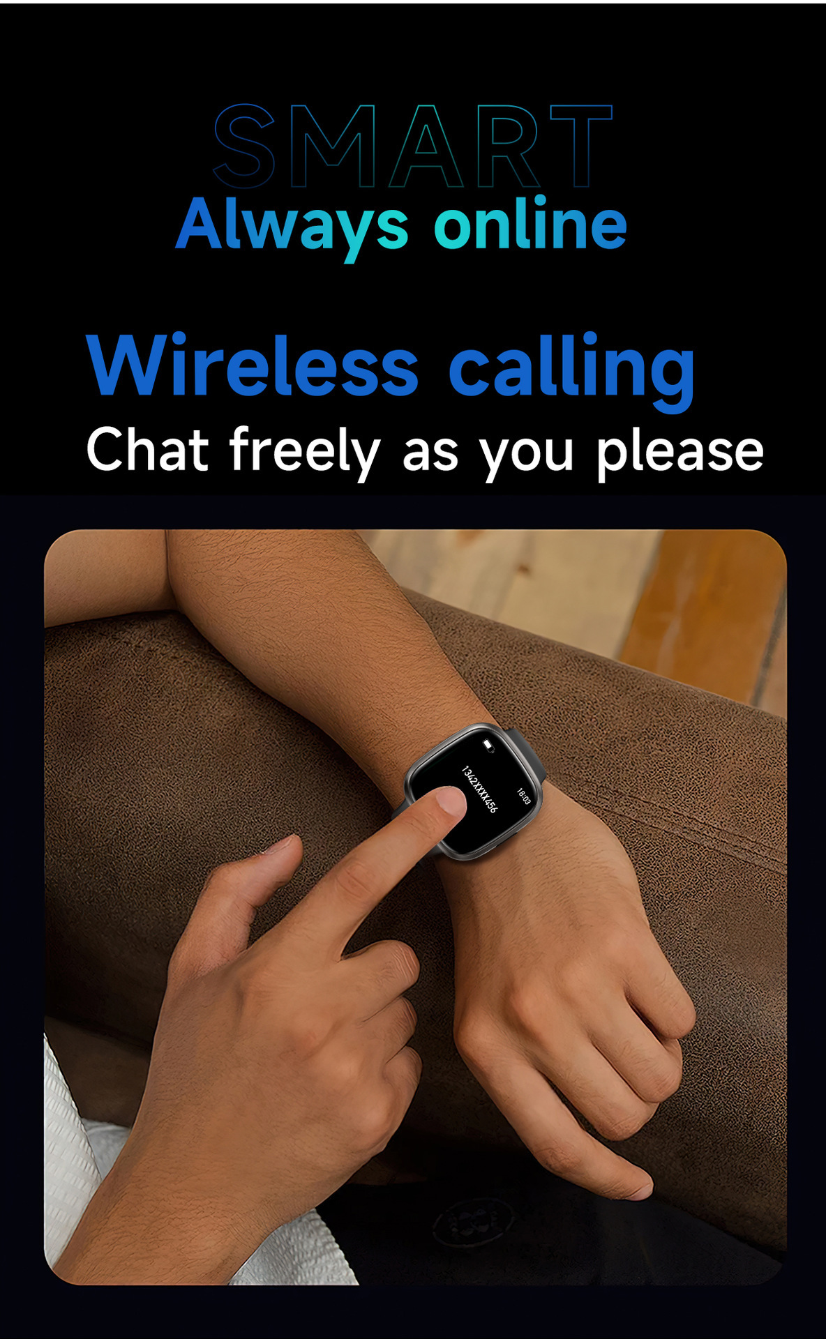 HT31 Smartwatch mit Bluetooth, Anruffunktion, Sprachassistent, Taschenlampe, Benachrichtigungen, Schrittzähler und Fitness-Tracker_voghion.com