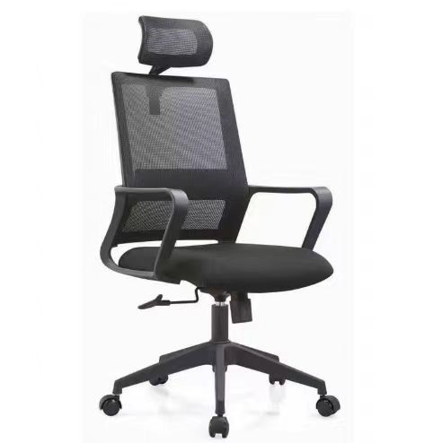 머리 받침이있는 검은 색 회전 의자