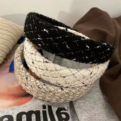 小香風菱格粗毛呢發箍高顱頂氣質壓發寬邊頭箍韓國風百搭發窟