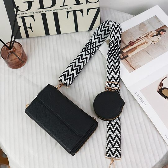 2025 New Mobile Phone Bag Multi-functional Large Capacity Bag Simple Japanese Litchi Pattern Women's Shoulder Crossbody Bag