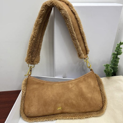ジャックム ニッチレザーレディースバッグ ベルベットバッグ パッチワーク ショルダーバッグ ハンドバッグ 脇の下バッグ ファーバッグ レディースバッグ