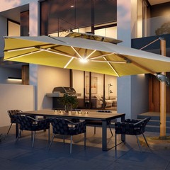 Solar LED Light Sunshade Outdoor Courtyard Umbrella Large Outdoor Booth Sunshade Villa Balcony Roman Umbrella