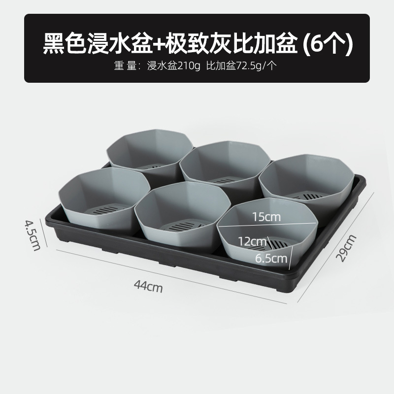 Bandeja de Plástico para Macetas, Cuadrada Negra, para Suculentas y Plántulas