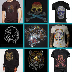 男裝短袖T恤跨境專供燙畫燙圖燙標服裝燙鑽輔料立體鑽批發工廠