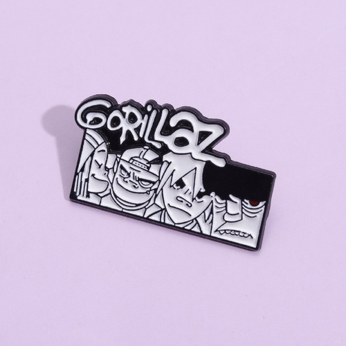 欧美热销Gorillaz摇滚乐队纪念金属胸针个性街头霸王卡通人物徽章