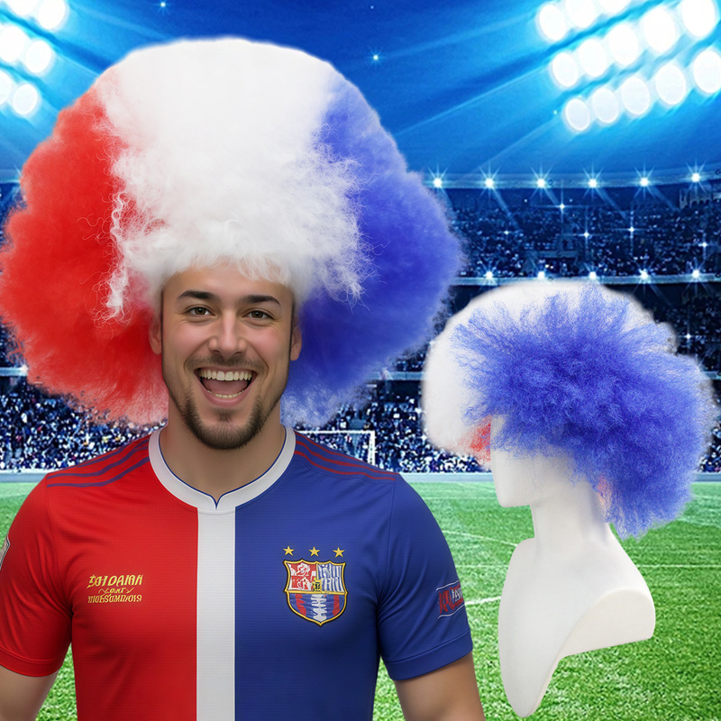 Colorful Big Afro Wigs for Fans, World Cup Flag Color Curly Hair Wigs, Funny and Quirky Wigs for a Festive Atmosphere