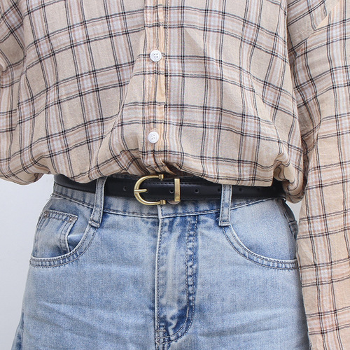 Belt women's new jeans fashion versatile decorative thin belt ins style simple black belt girls trendy