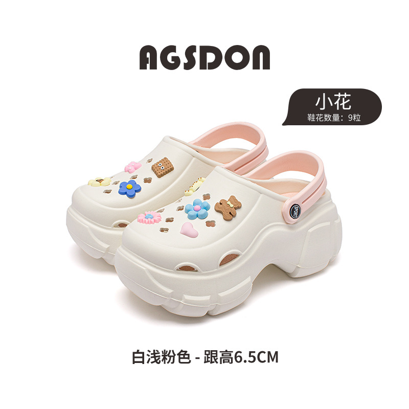 Augustion zapatos con agujeros de suela gruesa para mujer 2025 ropa de verano nueva playa con suela suave, sandalias y pantuflas de eva