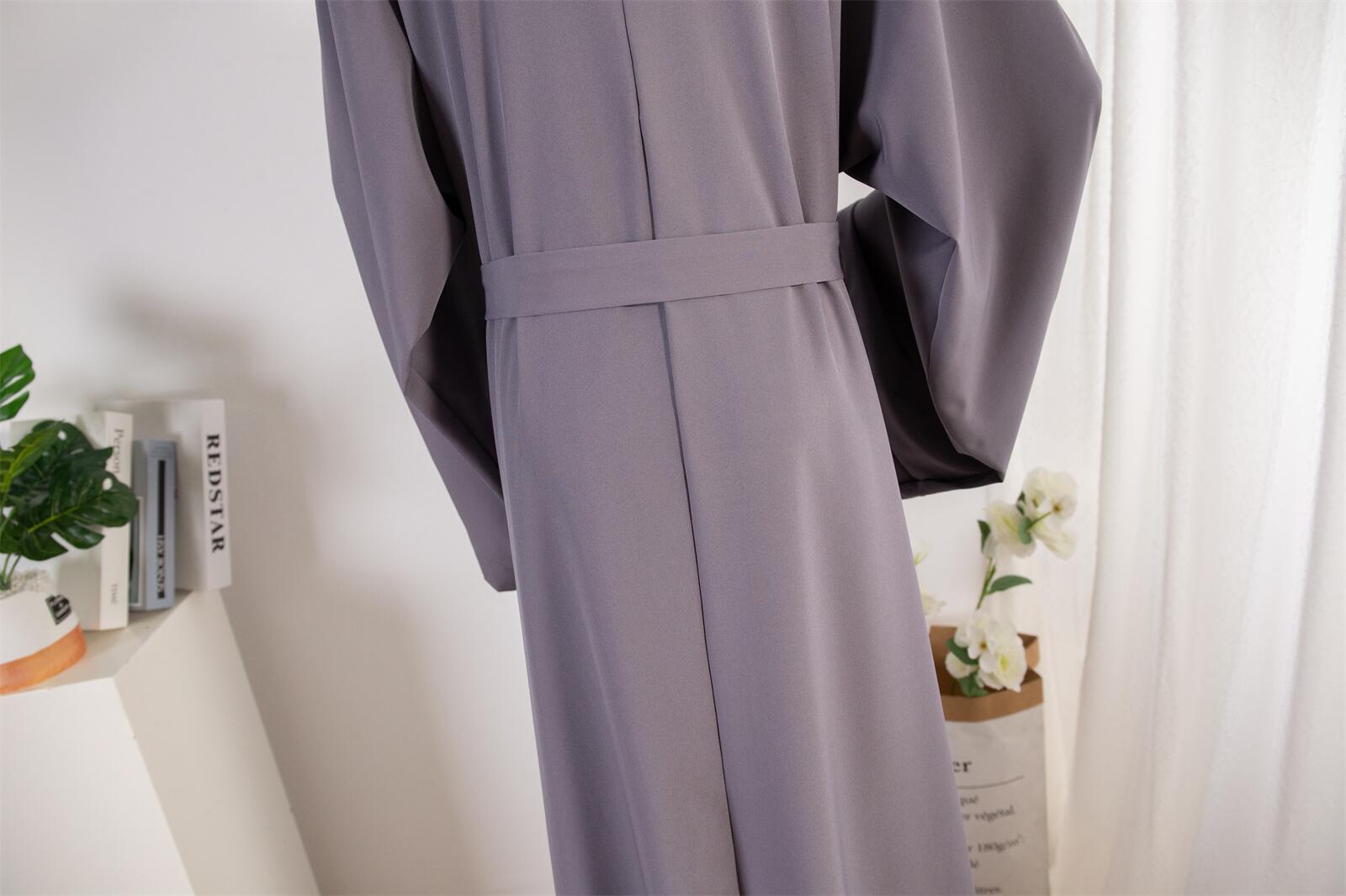 Cross-border Women's Dress, Solid Color Islamic Clothing, Dubai Saudi Turkey Robe, Middle Eastern Foreign Trade Style_ecoleips.com