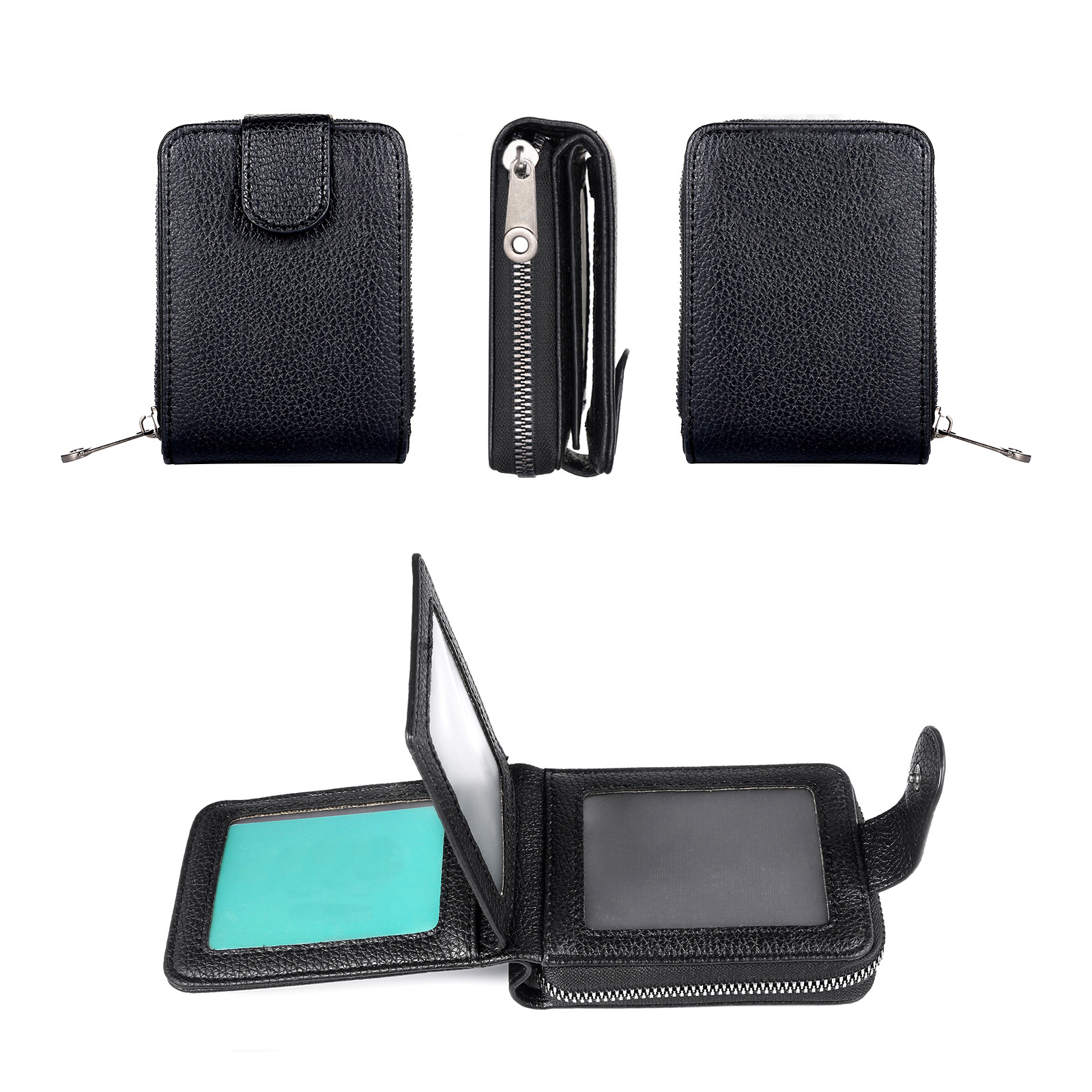 Tarjetero tipo acordeón de nuevo estilo para mujer, billetera multifuncional con cremallera, tarjetero anti-desmagnetización, estuche de cuero para licencia de conducir para hombre