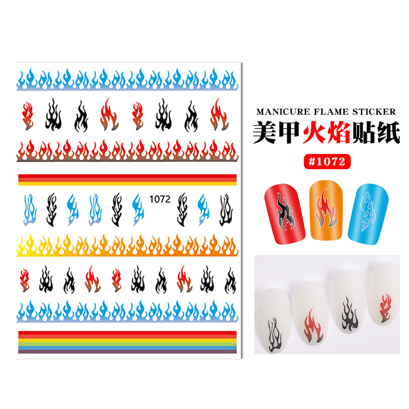 Cross-border exclusivo nuevo color mágico de uñas llama pegatinas ultra-delgado con estilo adhesivo ins multi-color llama uñas pegatinas