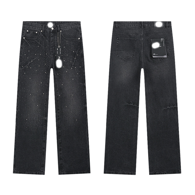 Marca de moda transfronteriza JB purple verano rectas vaqueros lavados de agua para hacer viejos agujeros vaqueros de hombre pantalones cortos de caño purple