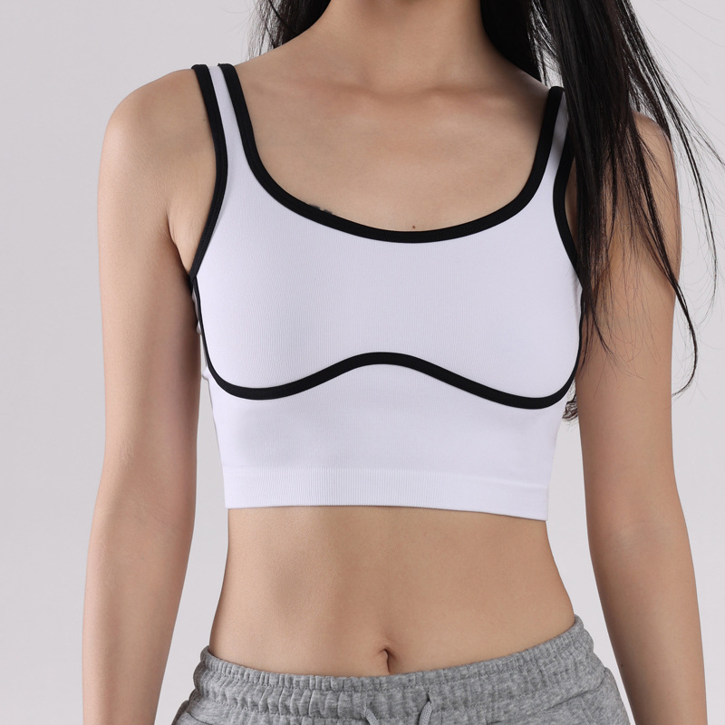 Chaleco deportivo trasero de belleza sin anillo de acero de color de contraste europeo y americano