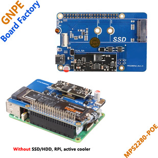 Raspberry Pi 5 MPS2280-POE Extended PCIE to NVME SSD HAT PoE Power over Ethernet