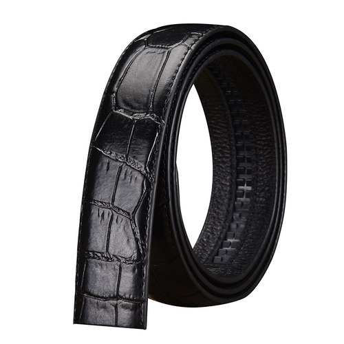 Crocodile pattern leather belt, genuine cowhide leather, casual automatic buckle without head plate, waist belt, manufacturer wholesale