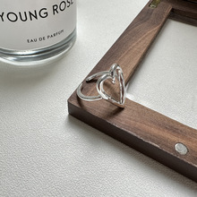 S925纯银韩版小众设计感时尚镂空爱心戒指韩式风时髦简约潮流指环