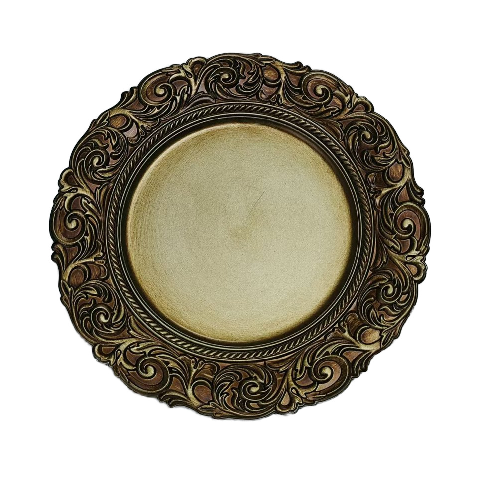 Comercio exterior suministro de platos retro europeos almohadilla de plato de banquete diseño artesanal plato de alto nivel fabricante de plato antiguo