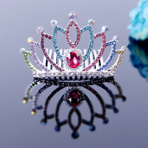 Children's Lovely Carnival Crown for Kids, Princess Birthday Party Accessory, Bridal Gift with Water Diamond Crown Hairpin