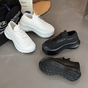 Lisa with 2025 Autumn Leather Height 7CM White Shoes Women's Casual sneaker Women's Thick-soled Torre Shoes