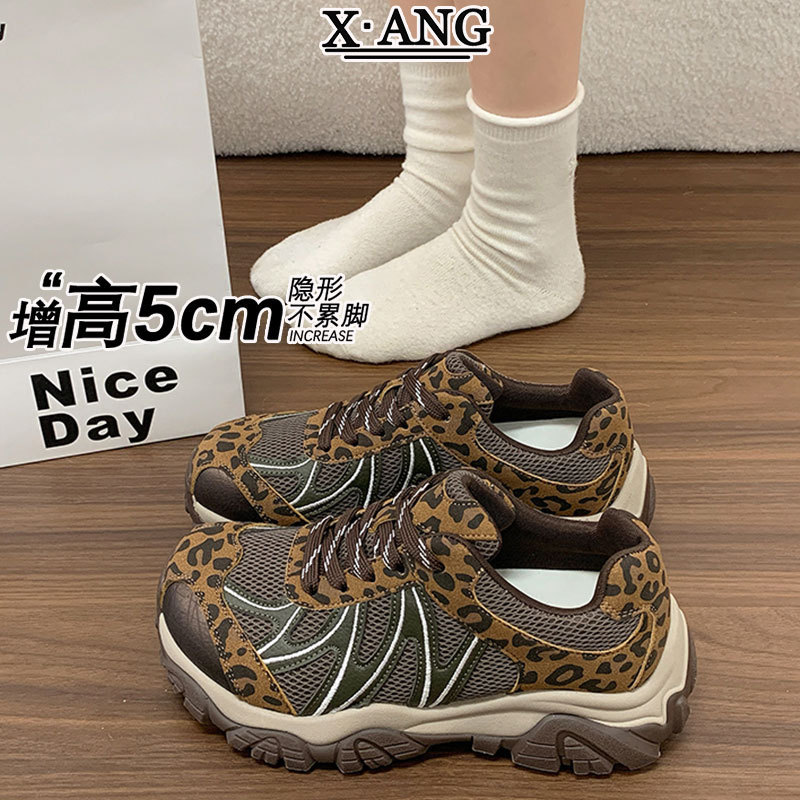 Genuine leather, popular style, women's thick-soled, lace-up, chunky sneakers, 2026 autumn/winter new collection, versatile casual athletic shoes for women Genuine leather, popular style, women's thick-soled, lace-up, chunky sneakers, 2026 autumn/winter new collection, versatile casual athletic shoes for women