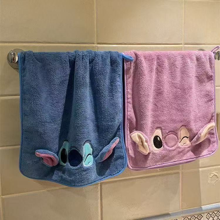 Cute Stitch Towel, New Thickened Coral Fleece Bath Towel for Couples, Soft and Absorbent Face Towel for Home Use