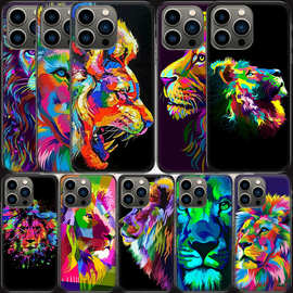 适用苹果手机壳彩色狮子手机壳图片苹果Iphone 15 13 12 11 14 Pr