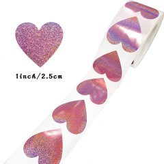 500/roll 1/1.5 inch pink heart laser Valentine's Day sealing sticker envelope decoration non-woven adhesive label 