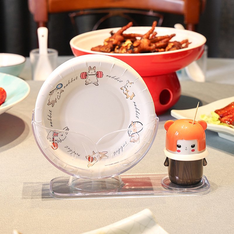 Plato desechable de hueso de 6 pulgadas de mesa de comedor casera, plato de papel de fiesta al por mayor, espesación desechable de hueso