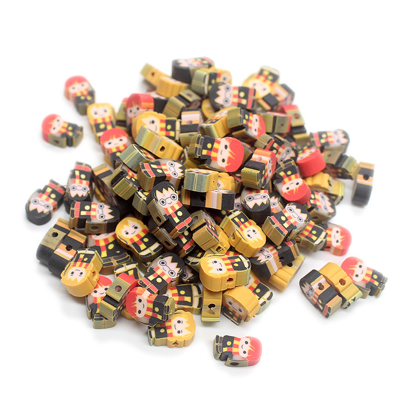 Cuentas de cerámica suave DIY, caras sonrientes, sueltas para pulseras y collares