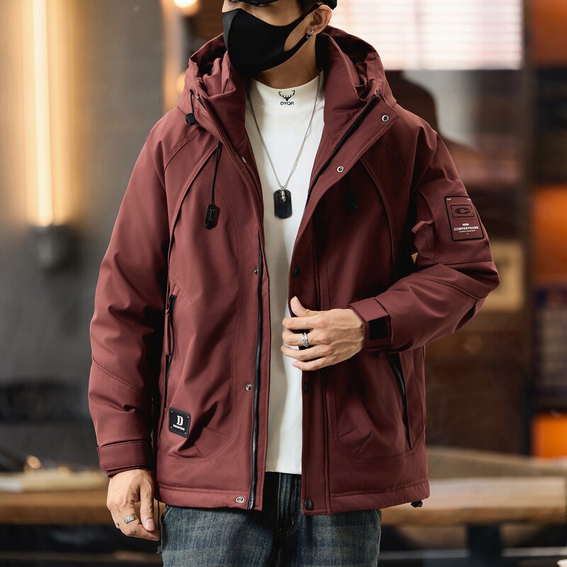 Winter Warm High-Fill White Duck down Jacket for Men, Mid-Length, Fleece-Lined, Thickened, Casual Parka Men's Coat