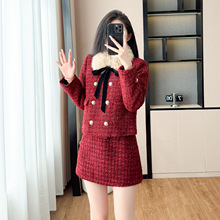 高级感富家千金两件套装裙2025秋冬季新款小香风粗花呢外套短裙女