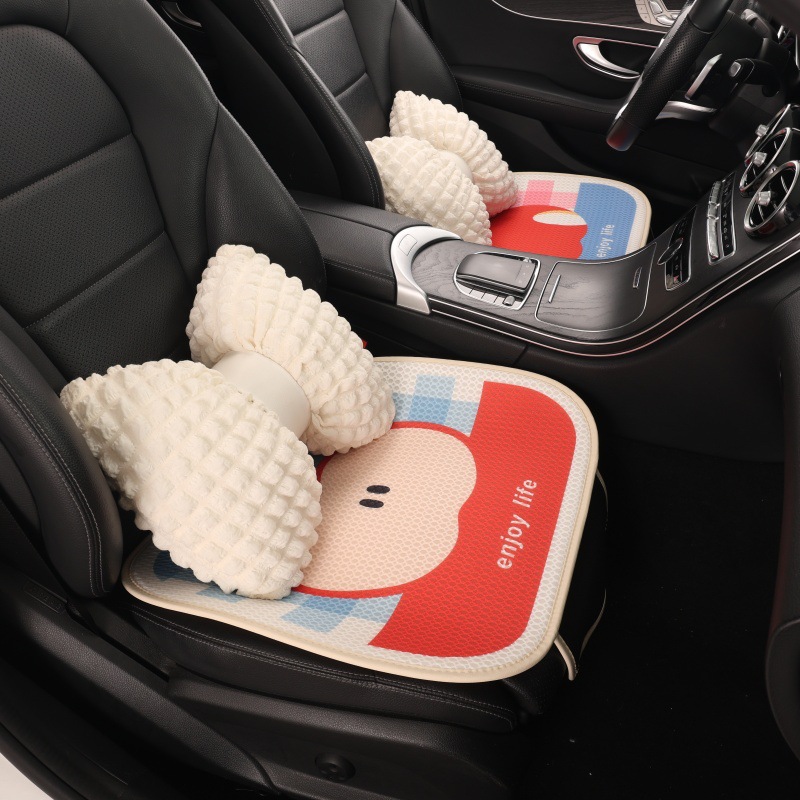 Car Seat Cushion Cartoon Design for Women, Half-Cover Seat Cover Suitable for All Seasons, Car Seat Cover, Summer Ice Silk
