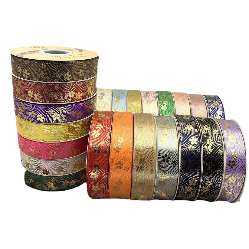 Suministro directo de fábrica 2,5 cm bandeja de barra cinta hecha a mano flor caja de regalo cinta de embalaje flor de cerezo japonés Cinta de Oro