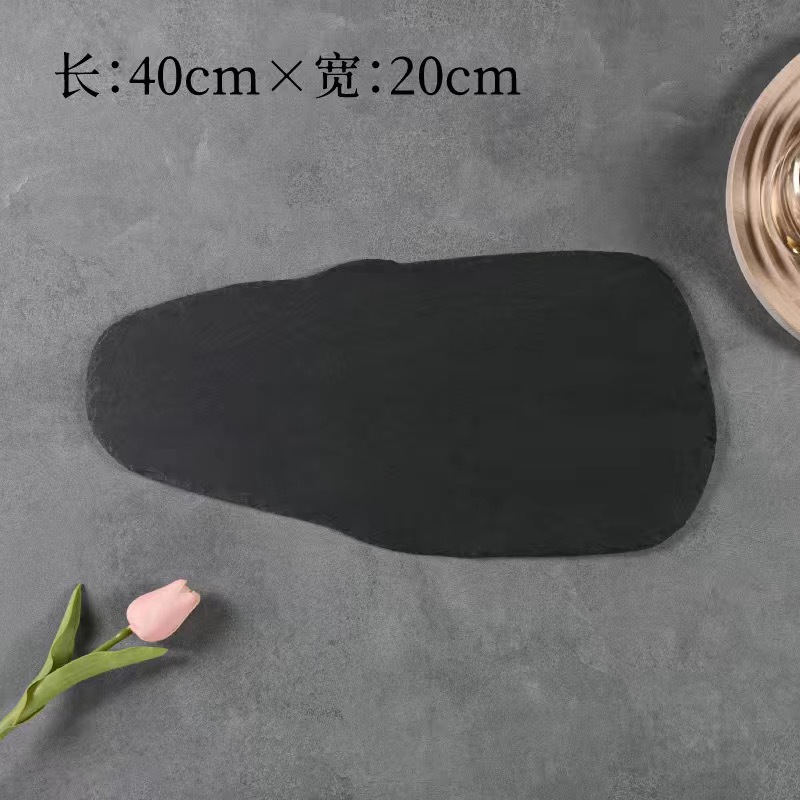 Platos de roca negra platos de pizarra natural platos de pizarra japonés platos de filete postre cojín de sushi