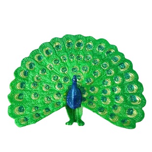9CM simulation Peacock children's plastic toy open screen green peacock sand tray bird animal supporting model ornaments