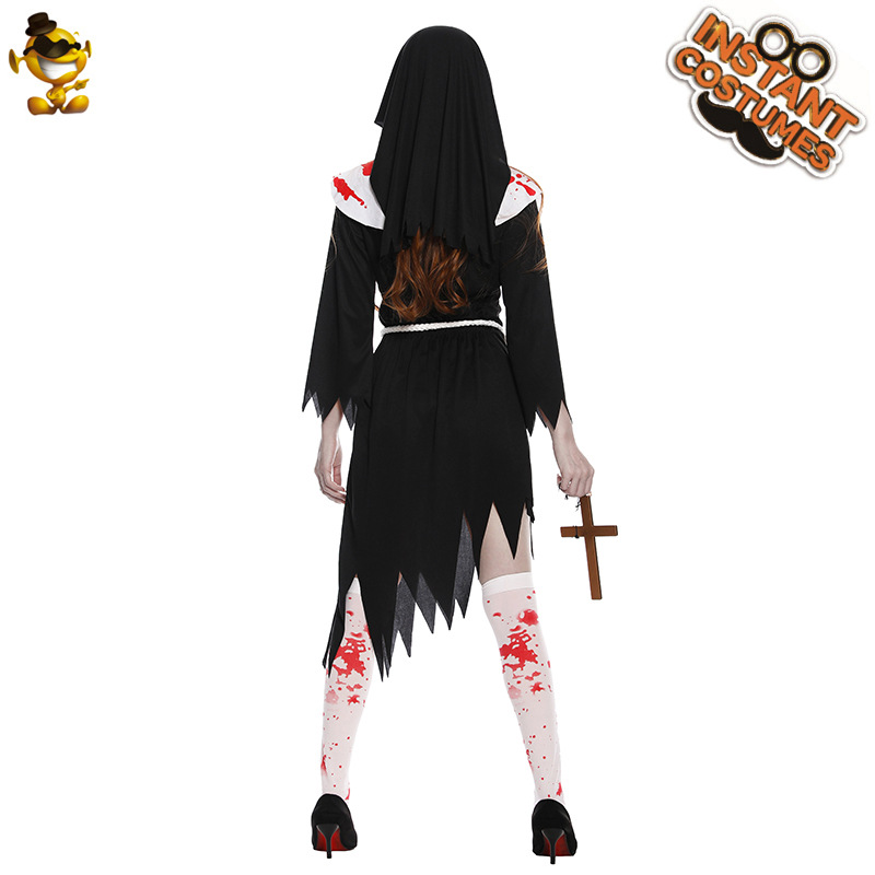 Halloween Ghost Festival adulto mujeres Bloody monja vestido de fiesta carnaval Cosplay ropa