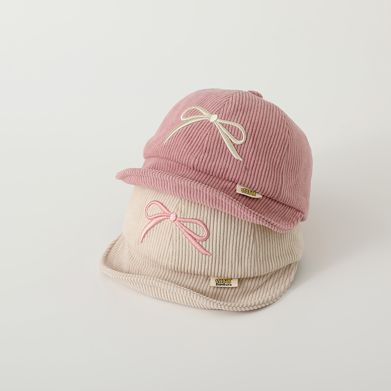 Sombrero de bebé bordado arco primavera y otoño nuevo estilo de moda para niños niñas bebés transpirables para niños gorra de boca de pato gorra