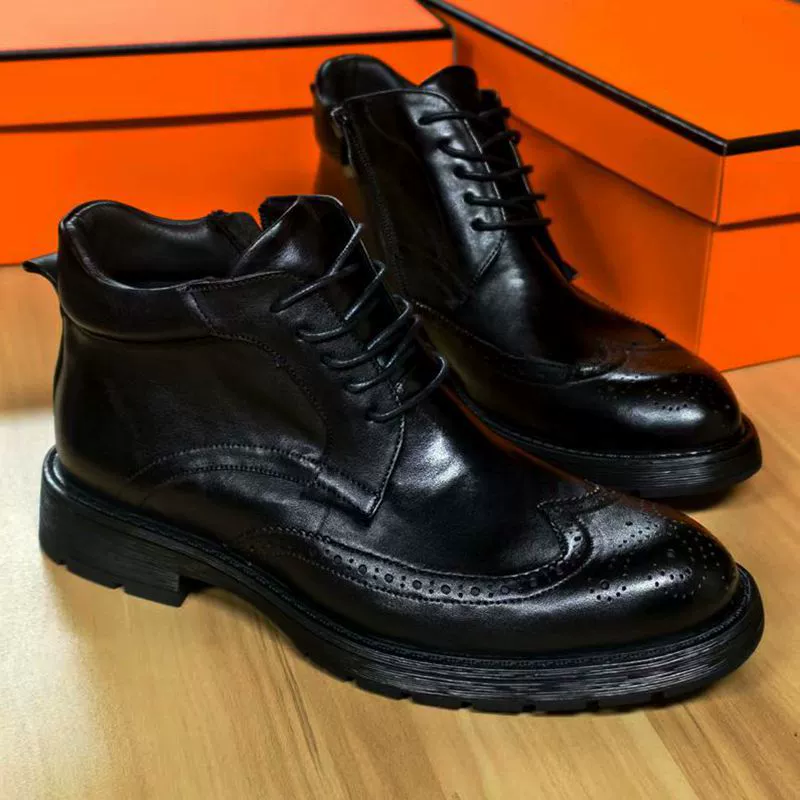 Деловые деловые кожаные туфли с высоким берцем на шнуровке в стиле ретро, мужские короткие ботинки, рабочая одежда, дышащие ботинки martin в стиле ретро