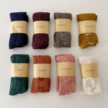 断码清仓春秋女童双针纯色坑条连裤袜童袜 连裤-丝绒蝴蝶结